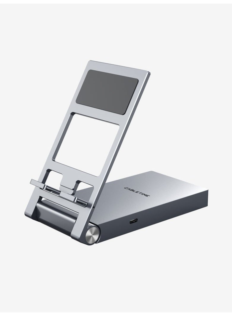 كابل تايم موزع USB-C ثماني الوظائف مع حامل قابل للطي - Image 1